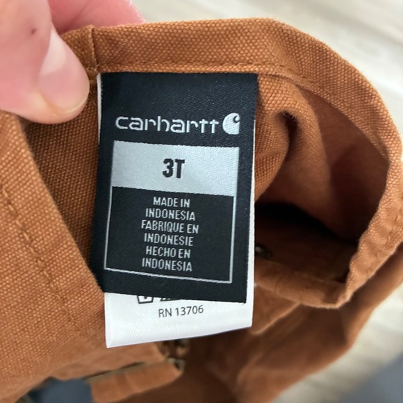 Carhartt Kids‎ Brown Canvas Shortalls Overalls Size 3T - Picture 5 of 5